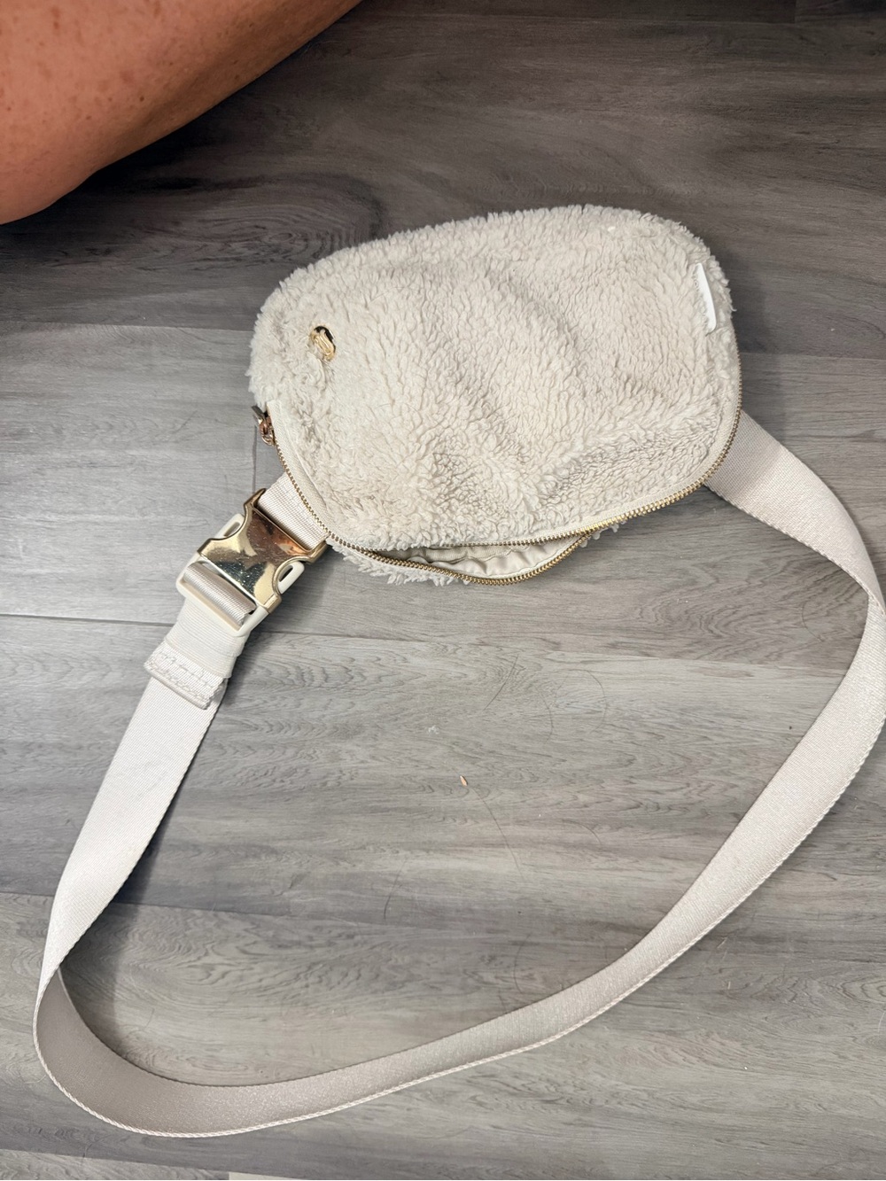 lululemon athletica Cream Sherpa Crossbody Bag with Gold Hardware
